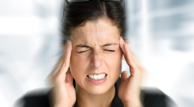 Business woman stress and headache