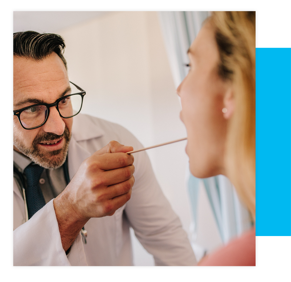 person suffering from sinusitis with ENT doctor