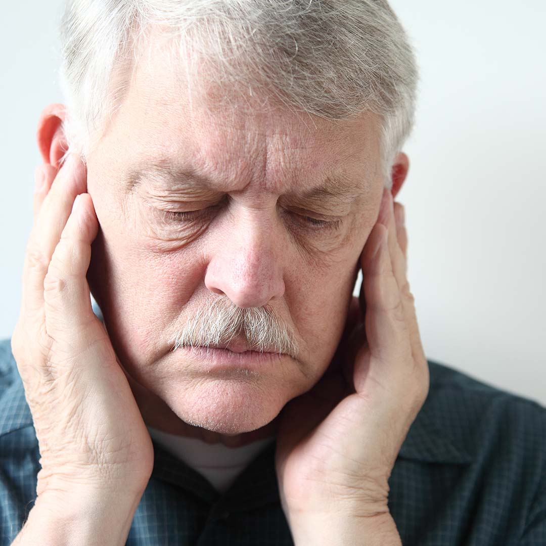 Man with ear infection