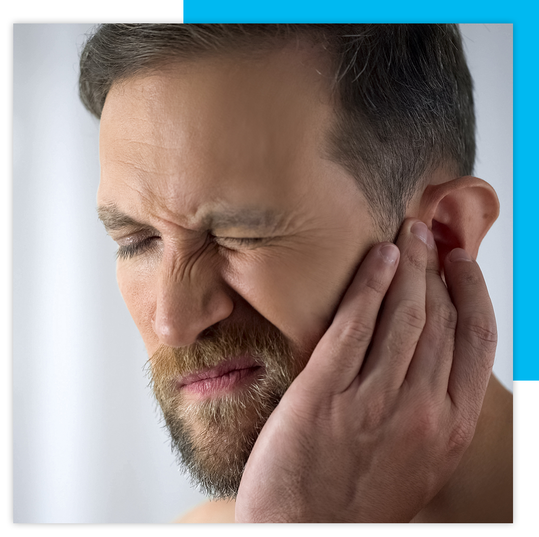 man with ear pain