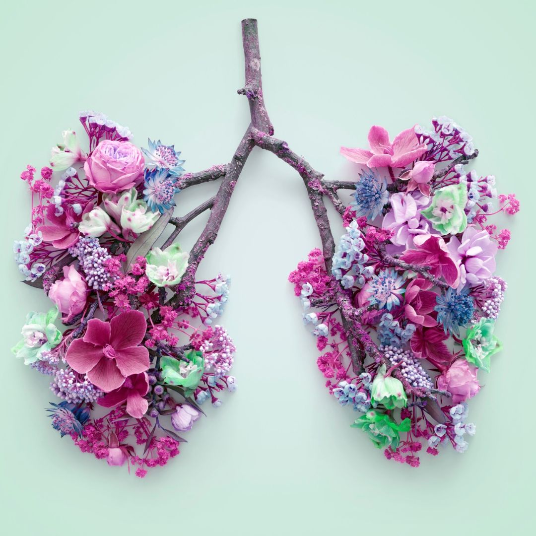 flowers on a tree branch shaped like lungs