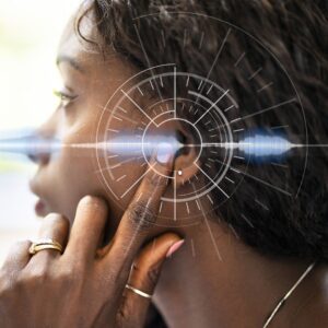 sound icon on womans ear