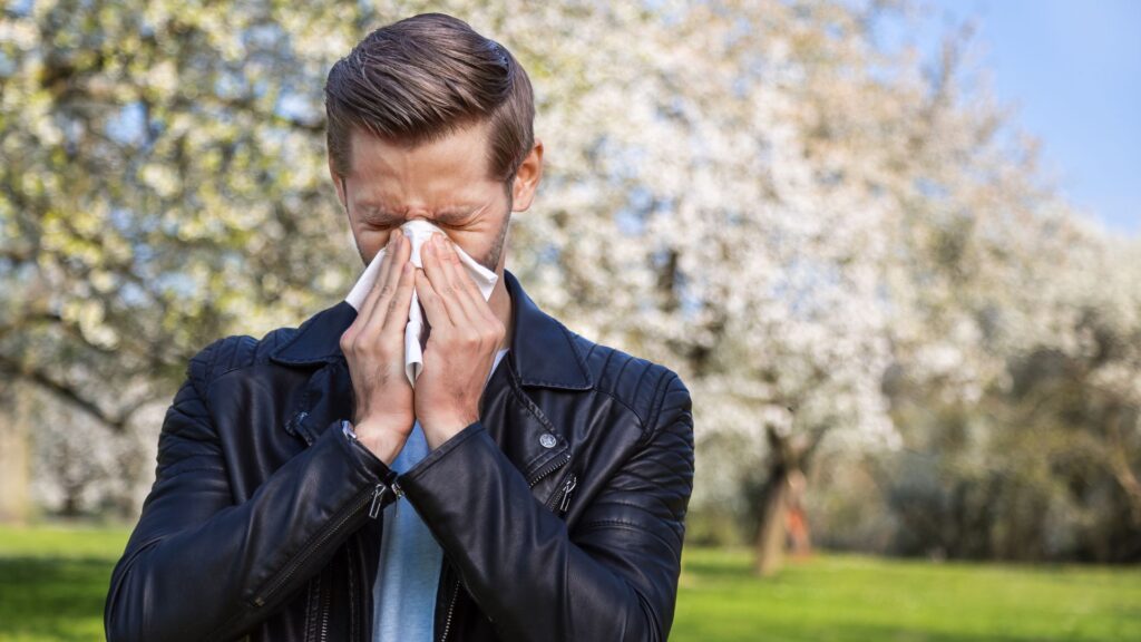 man with seasonal allergies