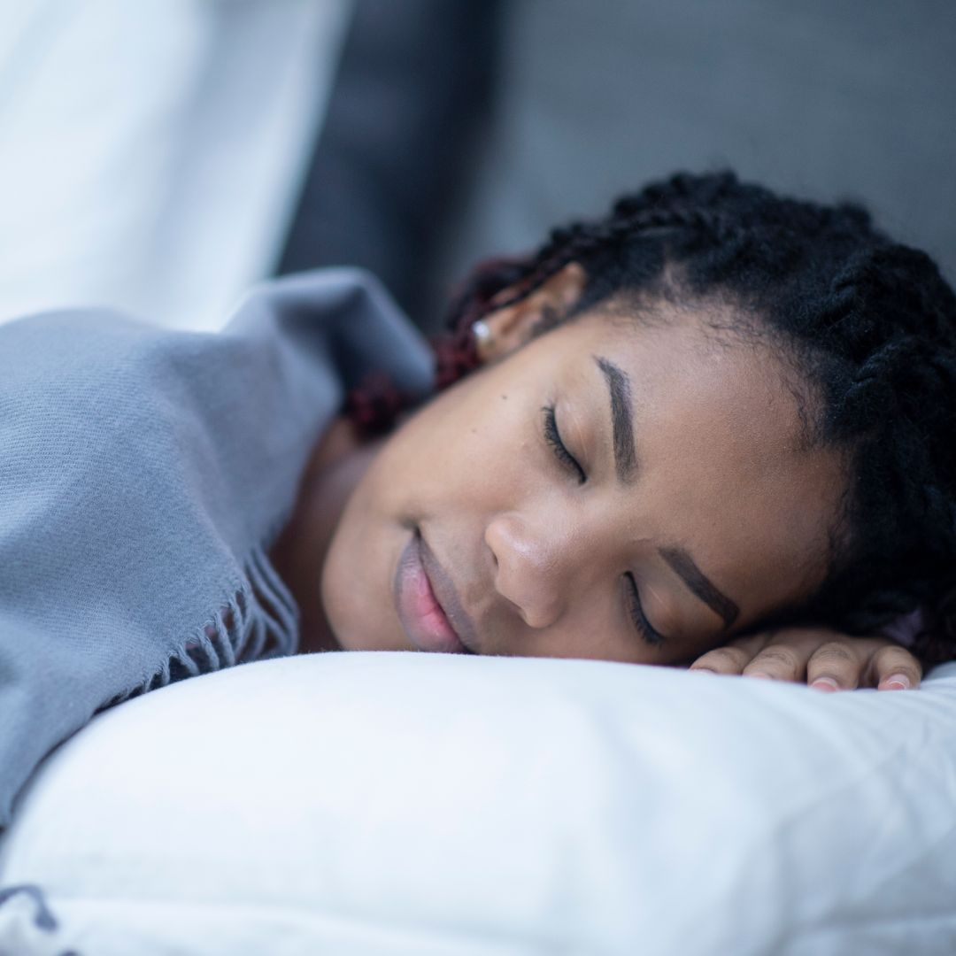 a woman resting her eyes