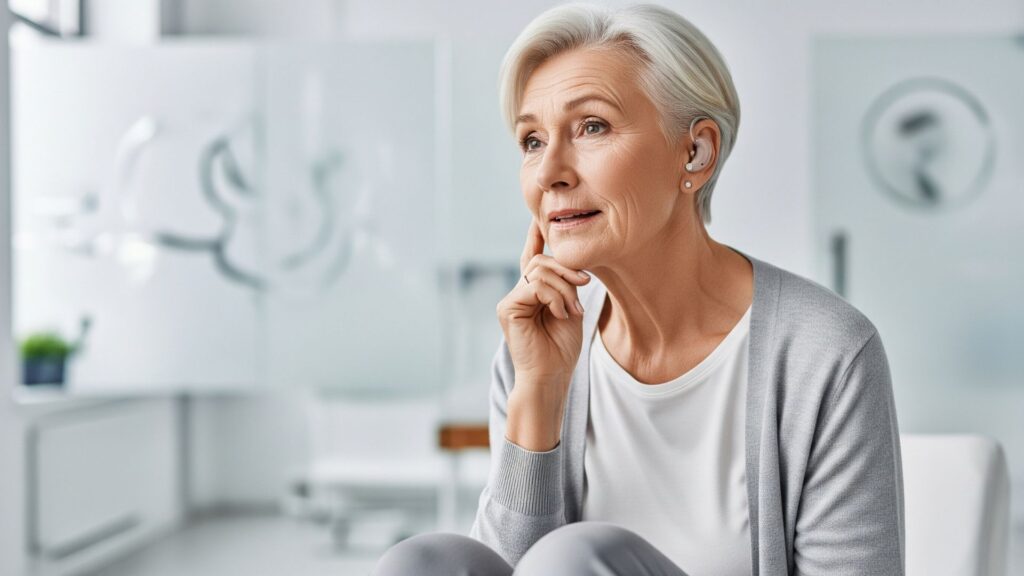 older woman with a hearing aid