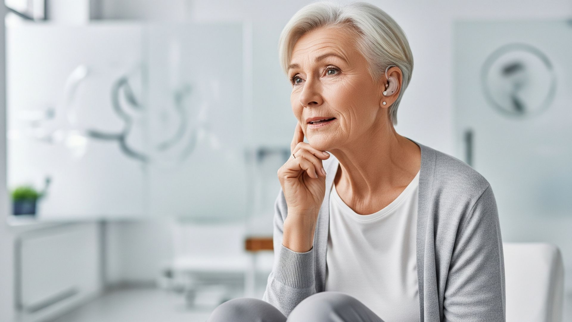 older woman with a hearing aid